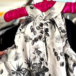 INC Botanica Black & White Charmeuse Satin  Blouse BNWOT